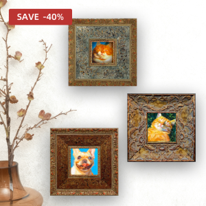 Solid Wood Framed Pet Oil Painting