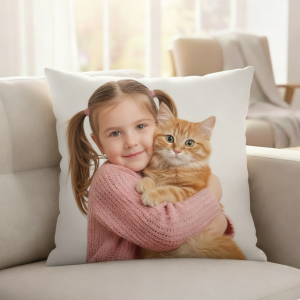 Kid & Pet Photo Throw Pillow