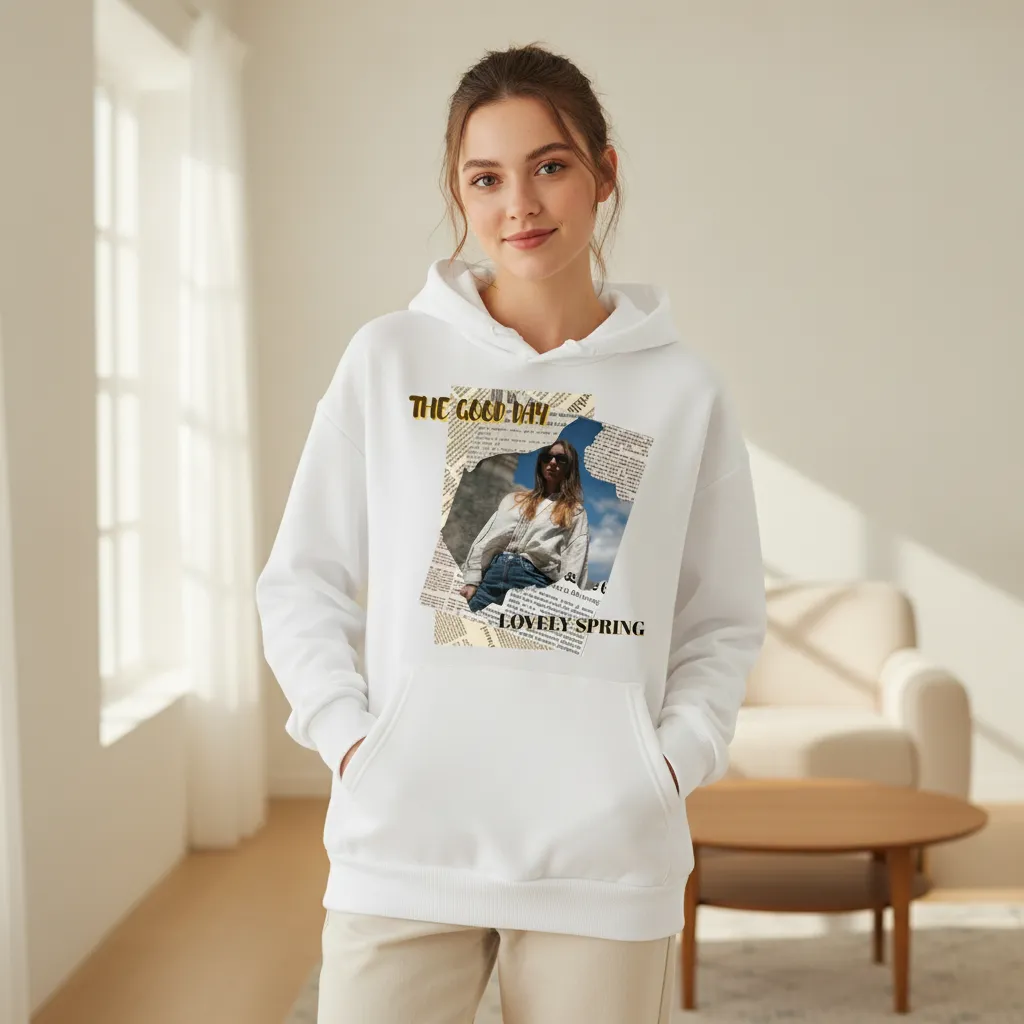 Torn Paper Edge Collage Hoodie